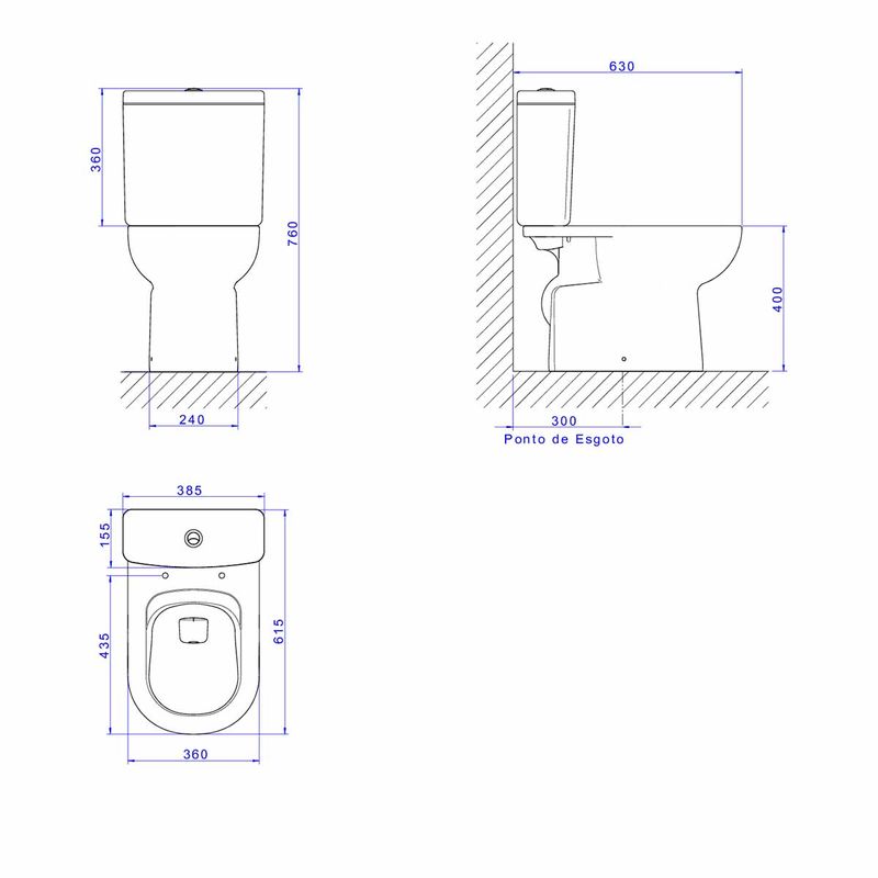 Kit Bacia com Caixa Acoplada Vogue Plus Branco - Lelis Design